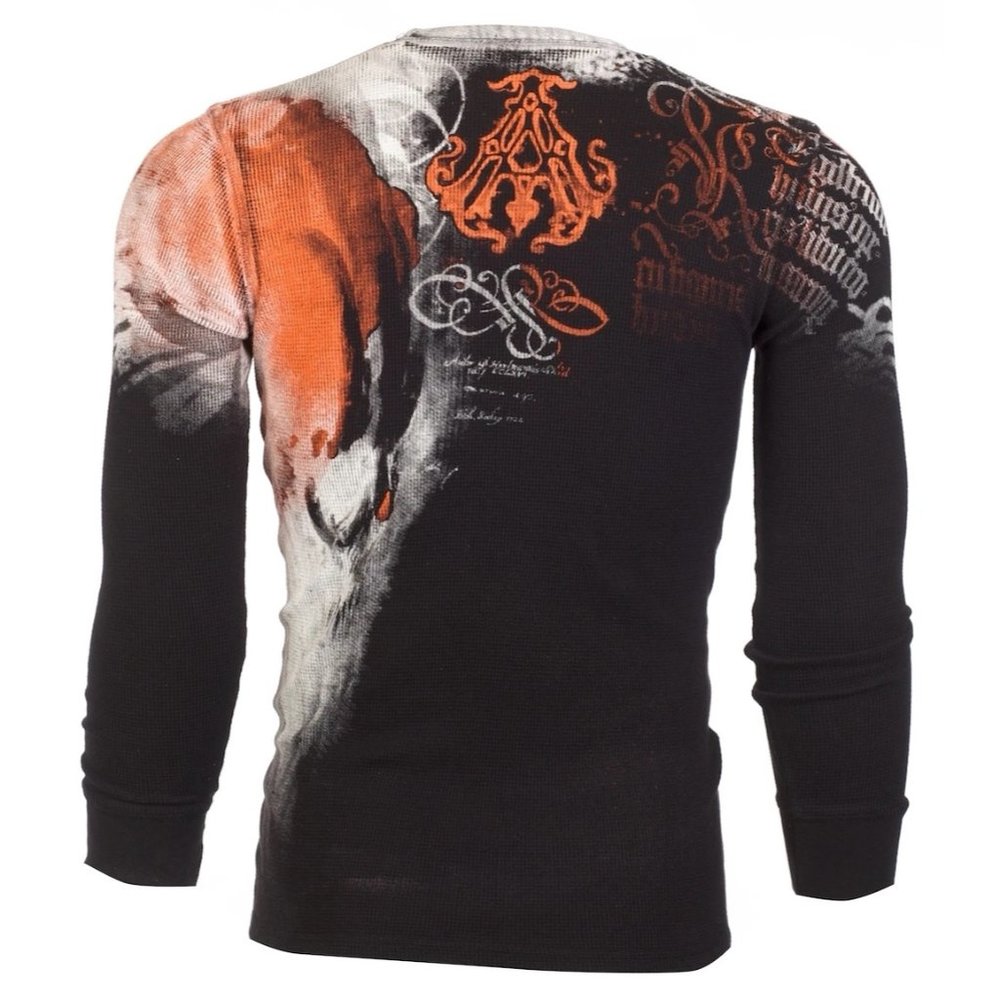 ARCHAIC by AFFLICTION Men's Long Sleeve THERMAL Shirt NIGHTWATCHER Biker Black - Picture 3 of 8